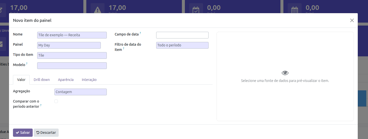 Aba Valor - aggregation Contagem
